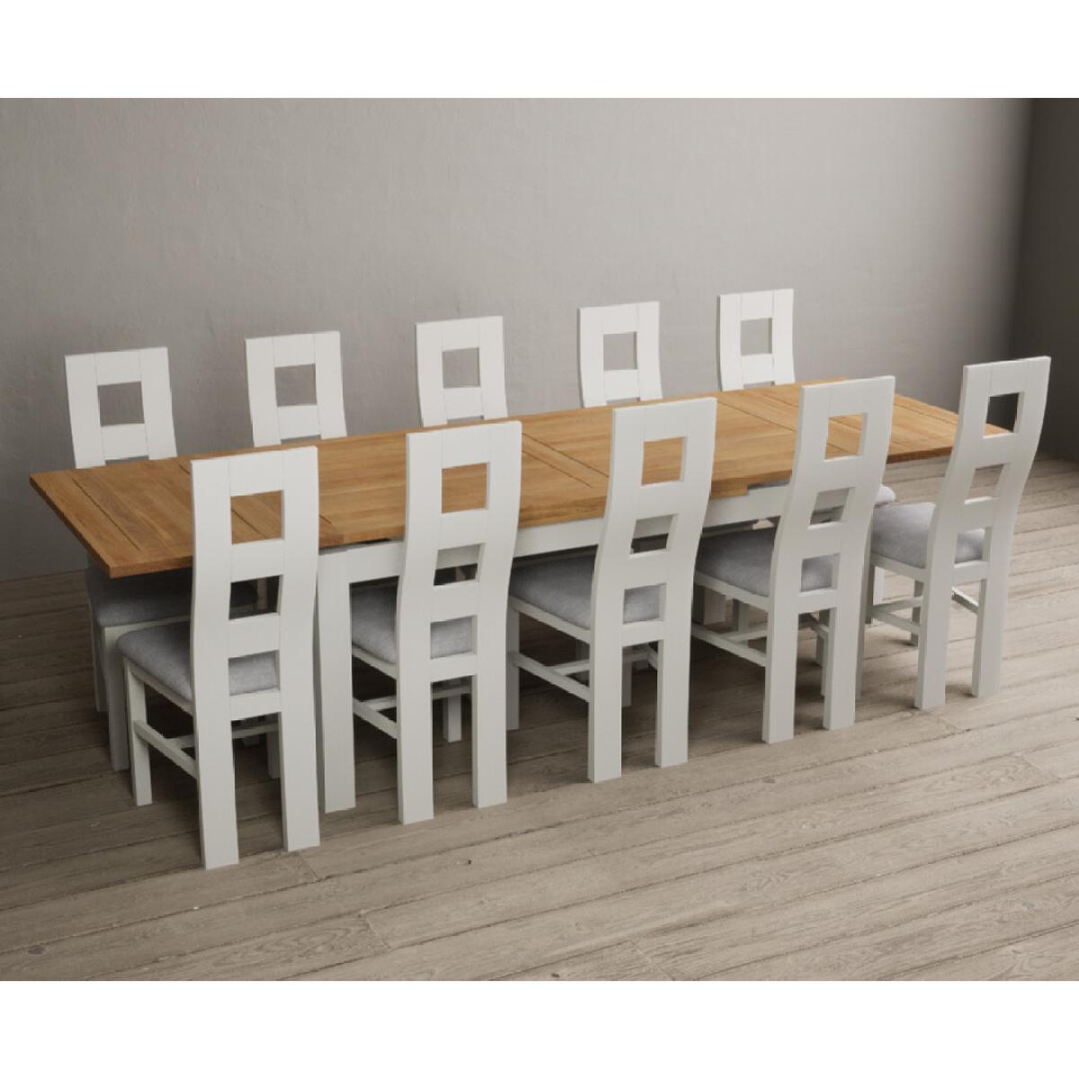 Extending Buxton 180cm Oak and Signal White Painted Dining Table with 8 Charcoal Grey Painted Chairs – image 12