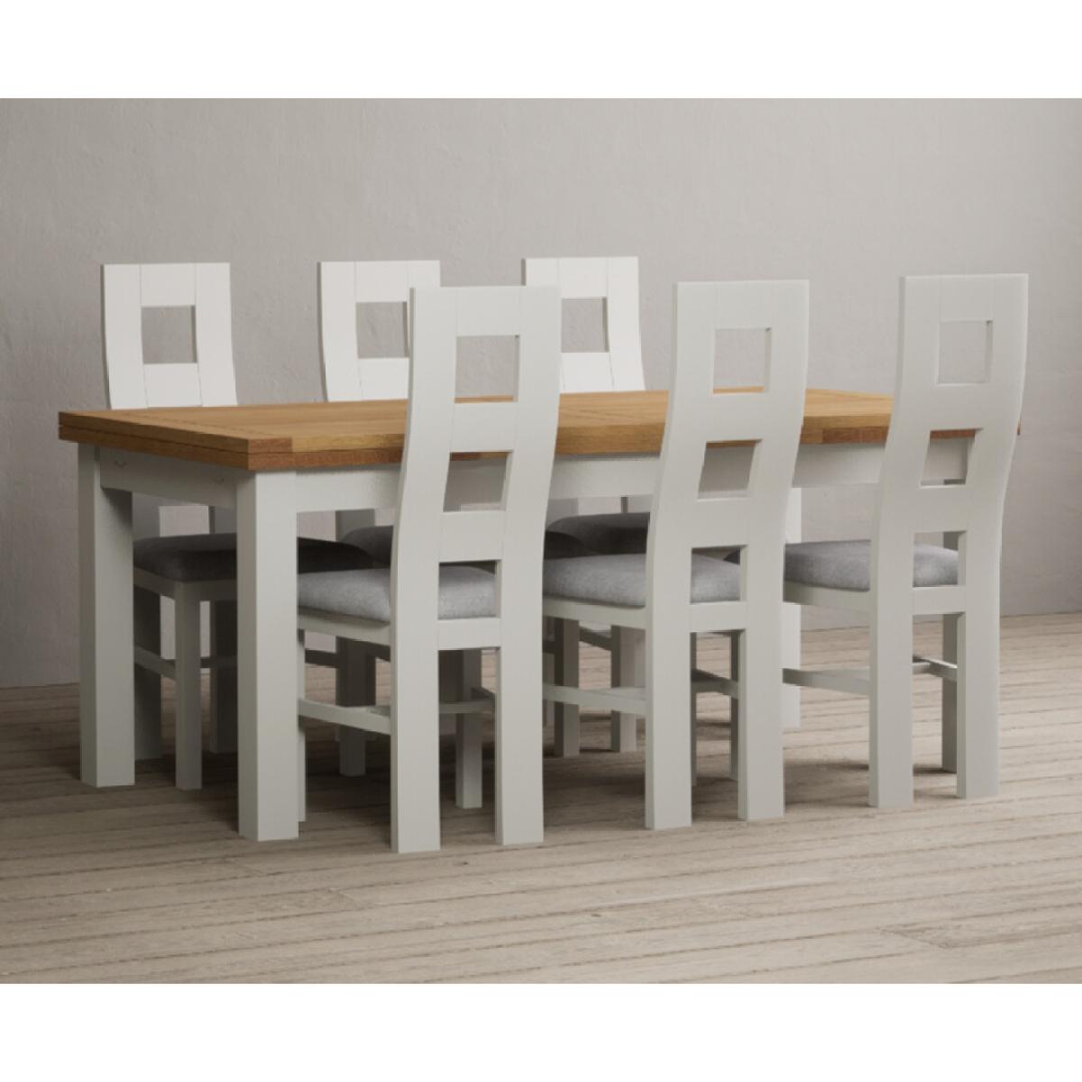 Extending Buxton 180cm Oak and Signal White Painted Dining Table with 8 Charcoal Grey Painted Chairs – image 18