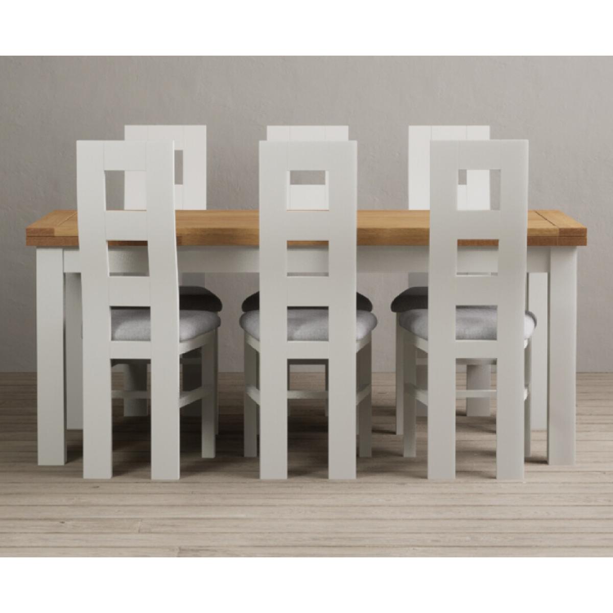 Extending Buxton 180cm Oak and Signal White Painted Dining Table with 8 Charcoal Grey Painted Chairs – image 4