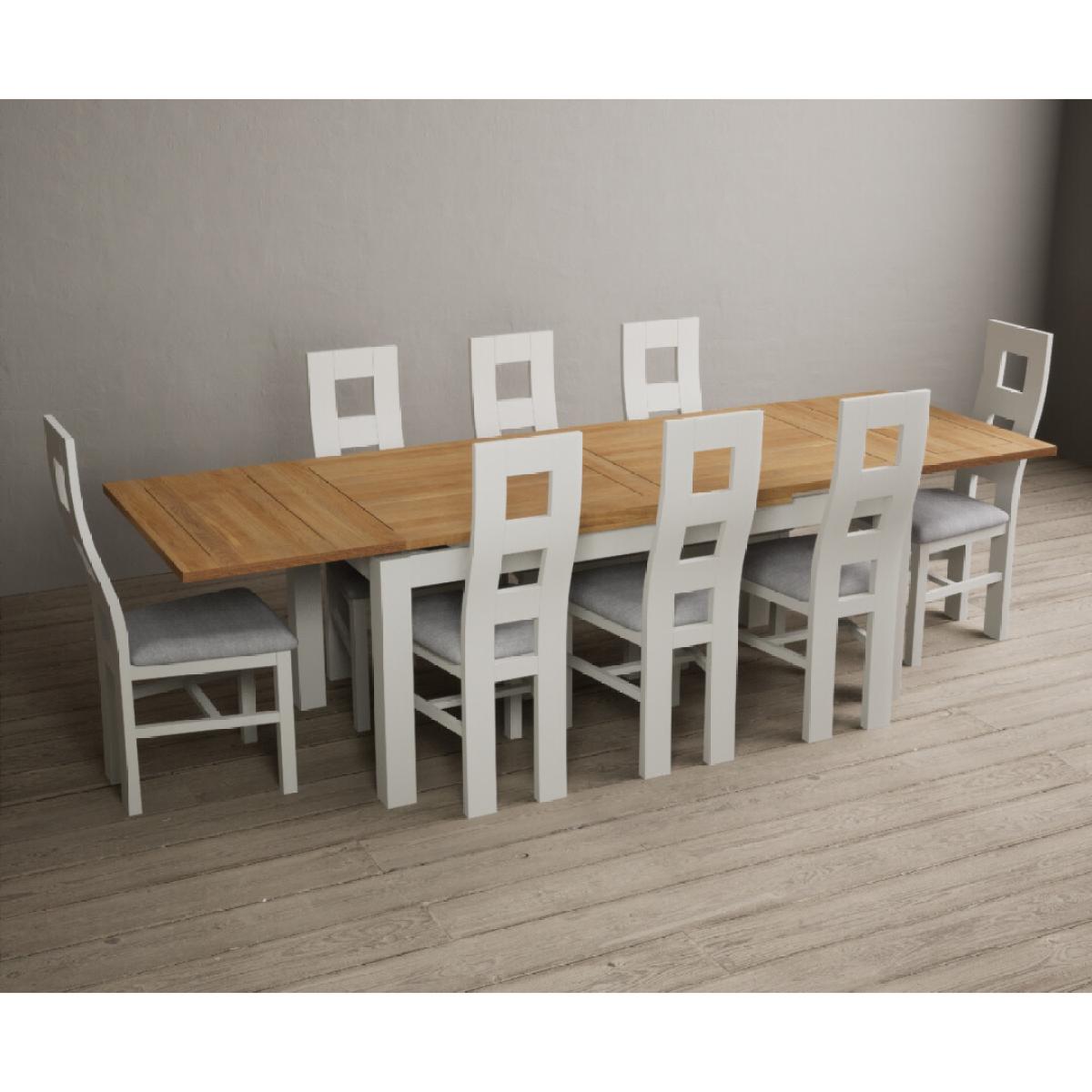 Extending Buxton 180cm Oak and Signal White Painted Dining Table with 8 Charcoal Grey Painted Chairs – image 9