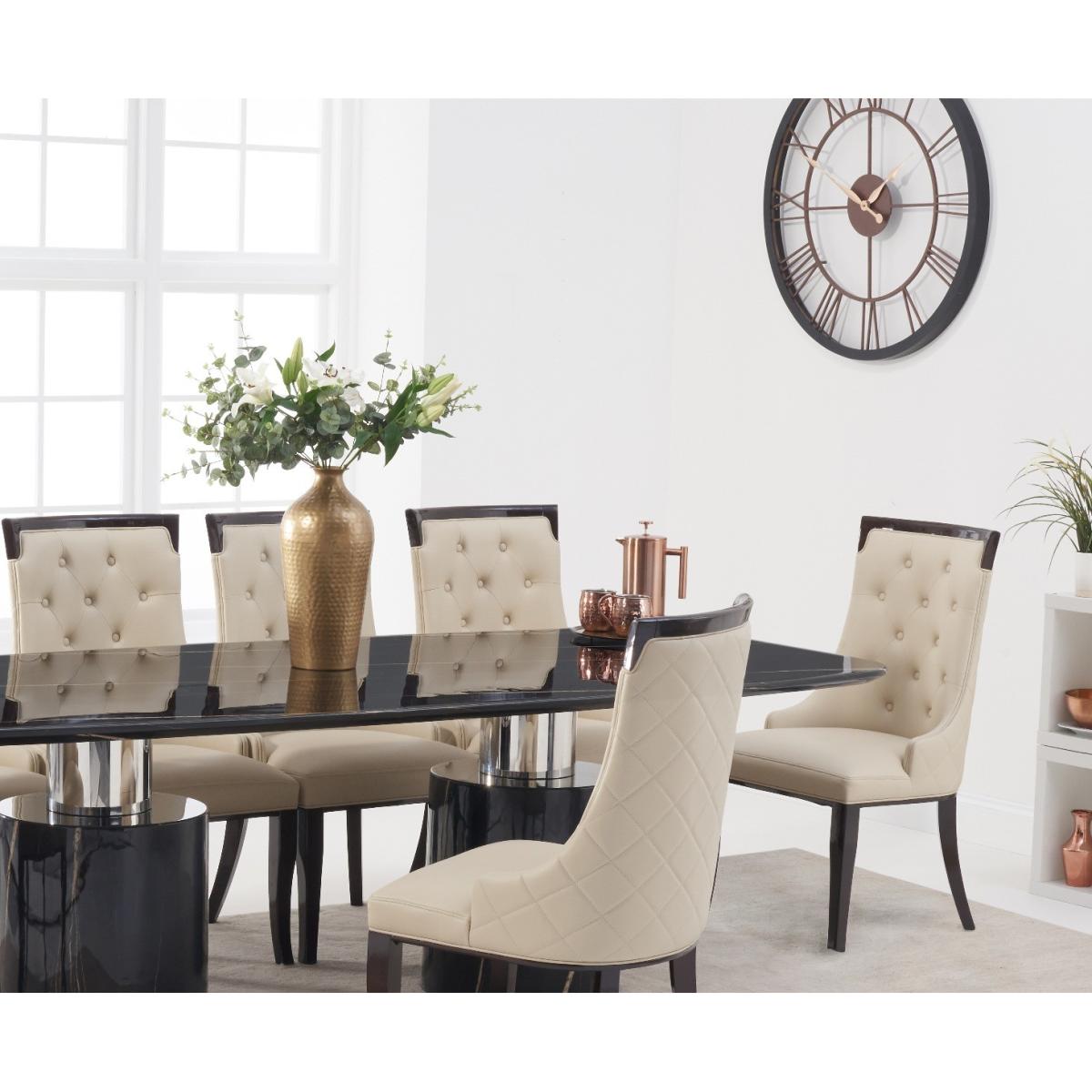 Antonio 260cm Black Marble Dining Table With 10 Cream Francesca Chairs – image 2