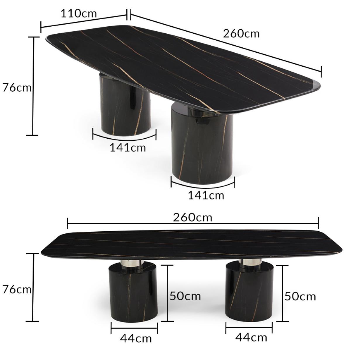 Antonio 260cm Black Marble Dining Table With 10 Cream Francesca Chairs – image 17