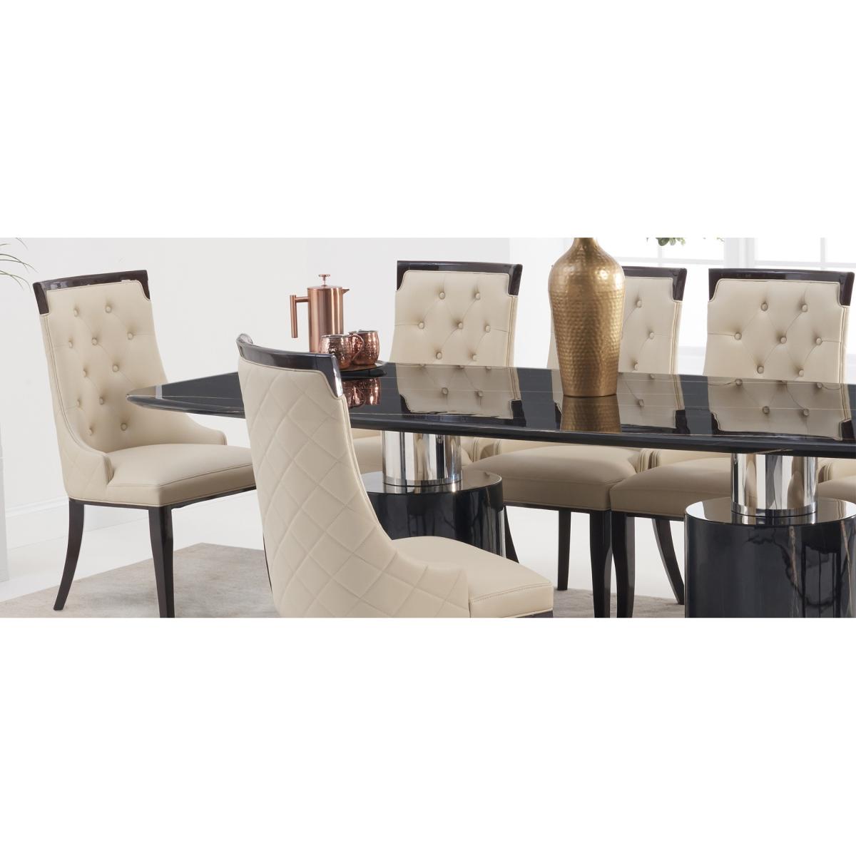 Antonio 260cm Black Marble Dining Table With 10 Cream Francesca Chairs – image 7