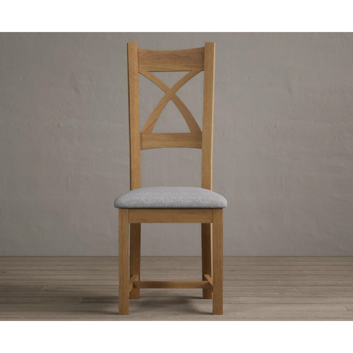 Extending Buxton 180cm Solid Oak Dining Table with 12 Linen Natural Solid Oak Chairs – image 3