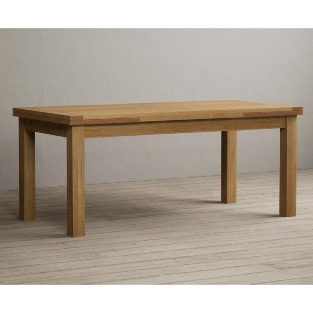 Extending Buxton 180cm Solid Oak Dining Table with 12 Linen Natural Solid Oak Chairs – image 10