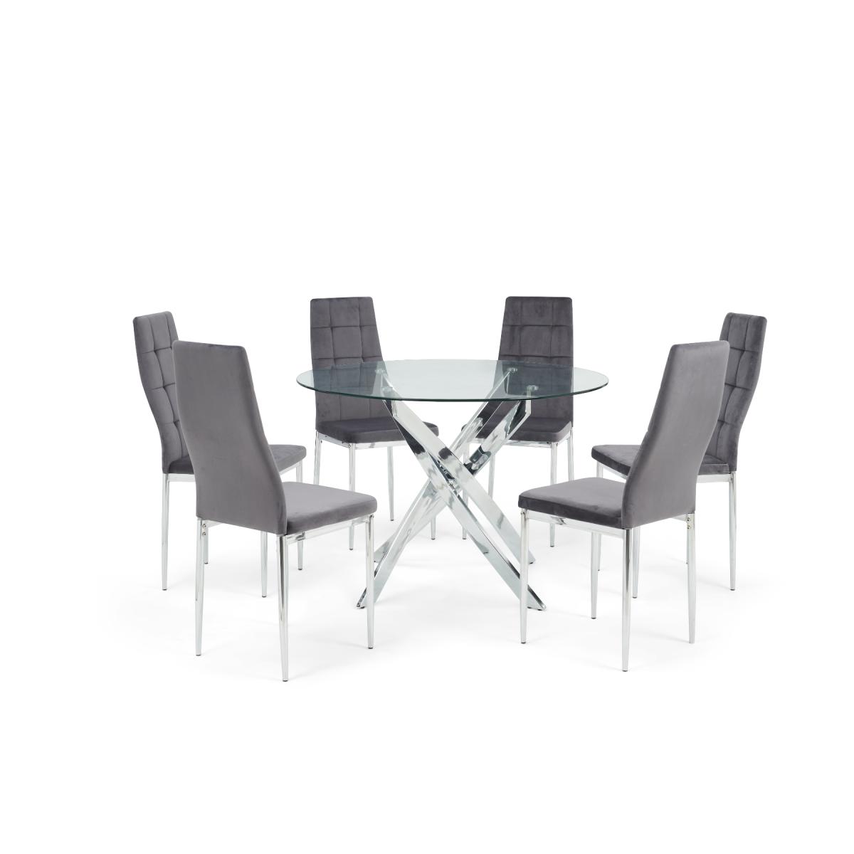 Denver 110cm Glass Dining Table With 6 Grey Melissa Chairs – image 7