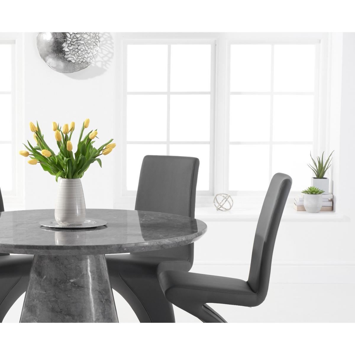 Ravello 130cm Round Grey Marble Dining Table With 6 Ivory White Hampstead Chairs – image 2