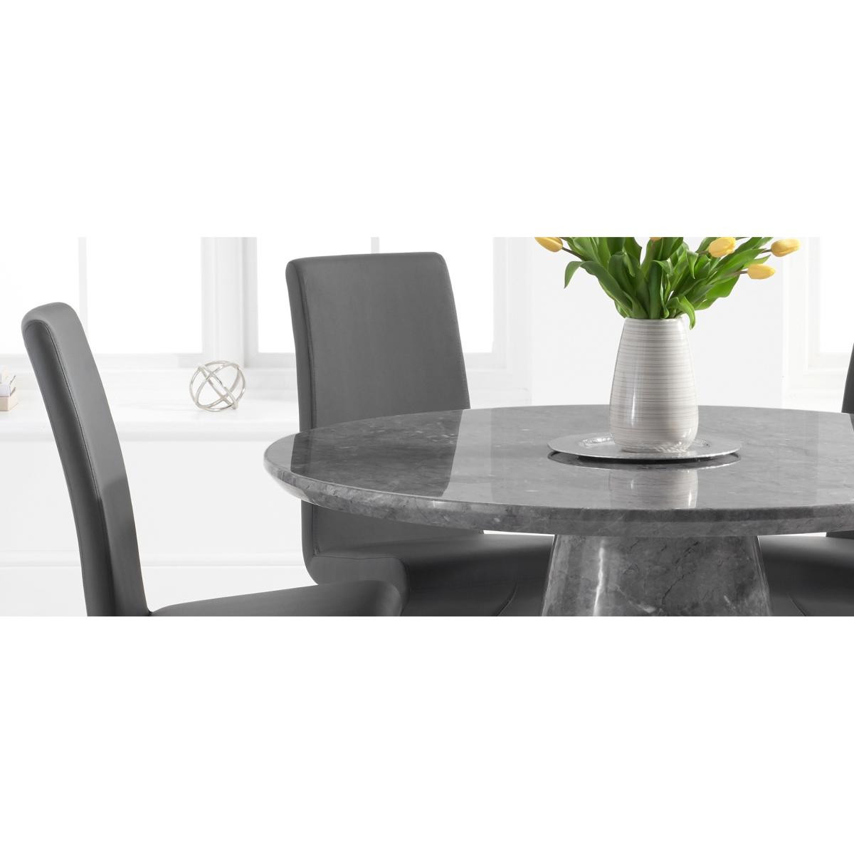 Ravello 130cm Round Grey Marble Dining Table With 6 Ivory White Hampstead Chairs – image 9