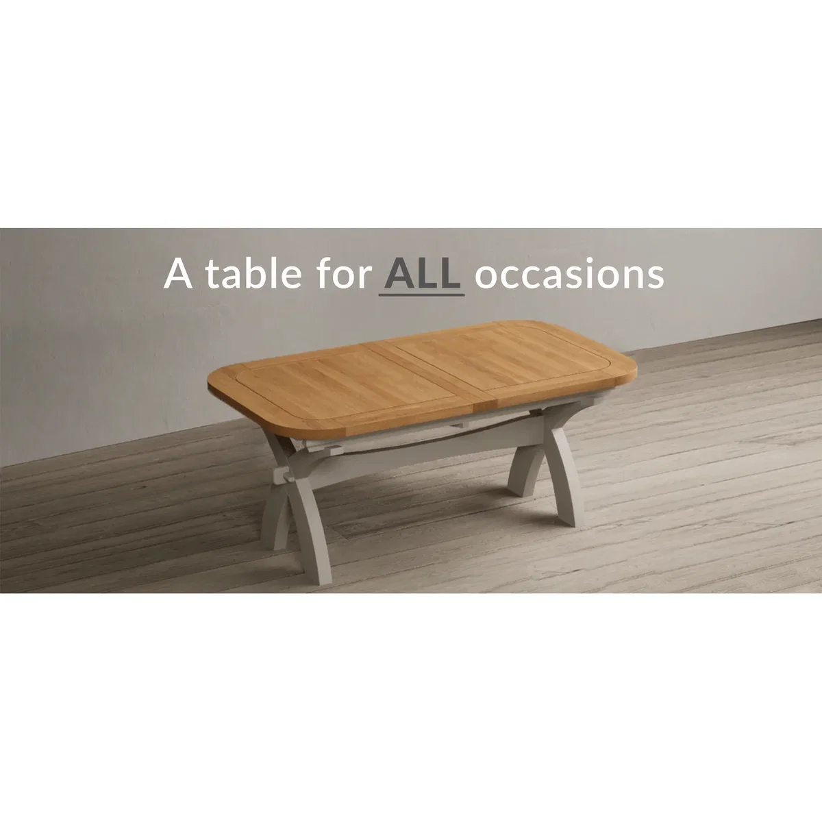 Extending Olympia 180cm Oak and Soft White Painted Dining Table with 6 Linen Painted Chairs – image 11