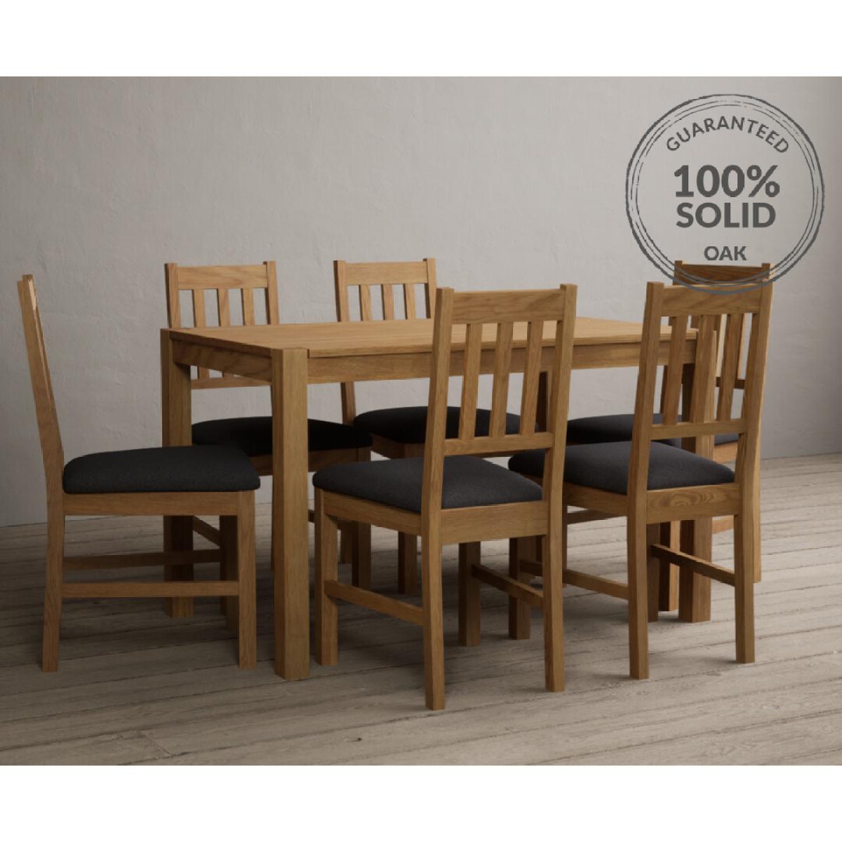 York 120cm Solid Oak Dining Table With 4 Linen York Chairs – image 2