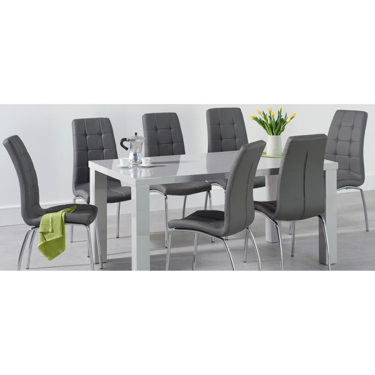 Atlanta 160cm Light Grey Gloss Dining Table With 8 Grey Cavello Chairs – image 13