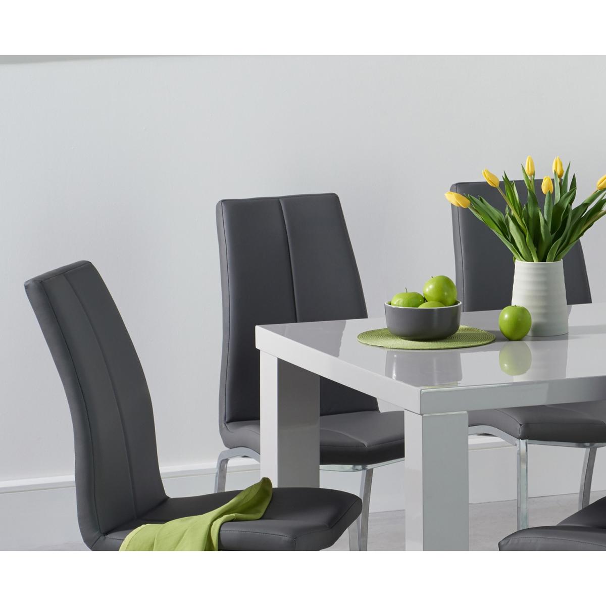 Atlanta 160cm Light Grey Gloss Dining Table With 8 Grey Cavello Chairs – image 3