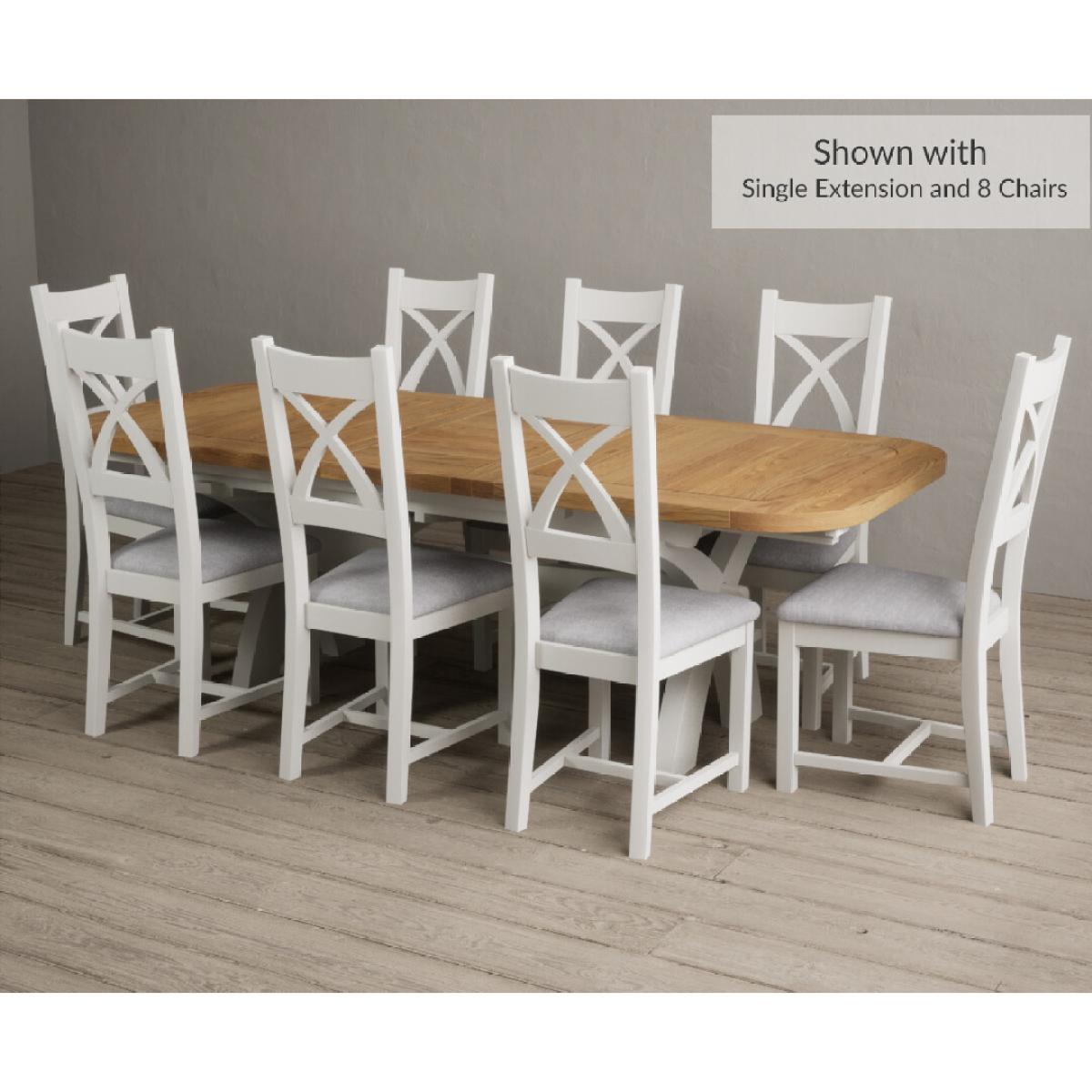 Atlas 180cm Oak and Chalk White Extending Dining Table With 12 Charcoal Grey X Back Chairs – image 11