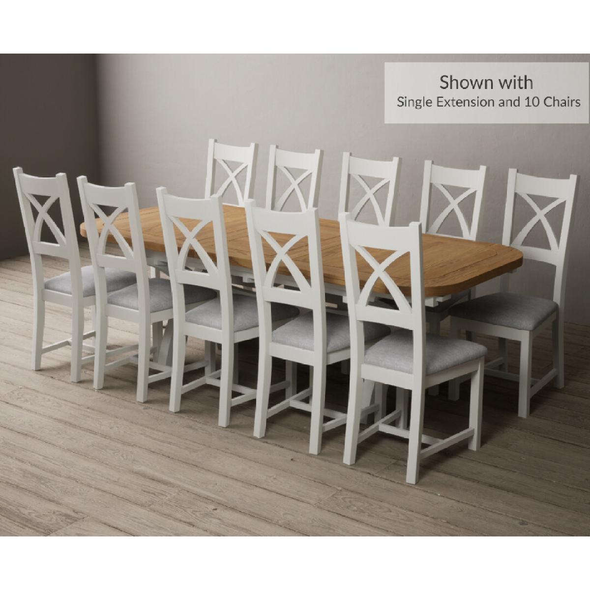 Atlas 180cm Oak and Chalk White Extending Dining Table With 12 Charcoal Grey X Back Chairs – image 12