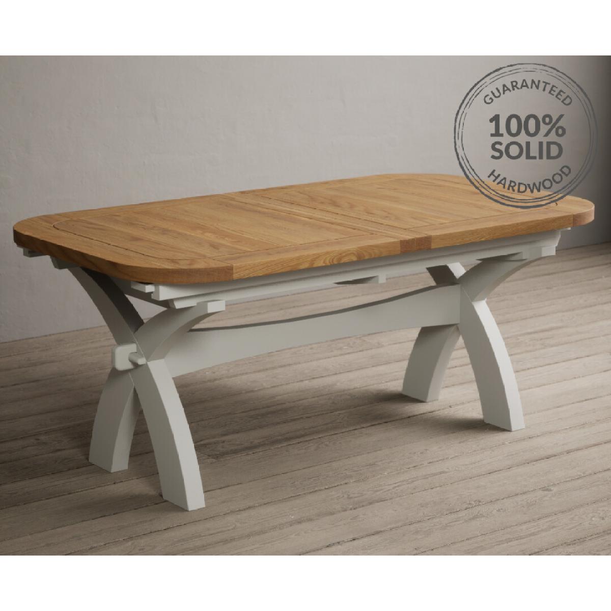 Atlas 180cm Oak and Chalk White Extending Dining Table With 12 Charcoal Grey X Back Chairs – image 19