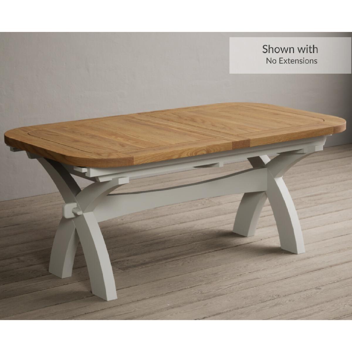 Atlas 180cm Oak and Chalk White Extending Dining Table With 12 Charcoal Grey X Back Chairs – image 21