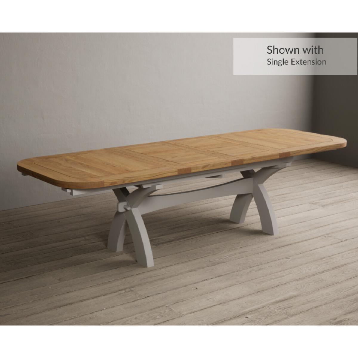 Atlas 180cm Oak and Chalk White Extending Dining Table With 12 Charcoal Grey X Back Chairs – image 22