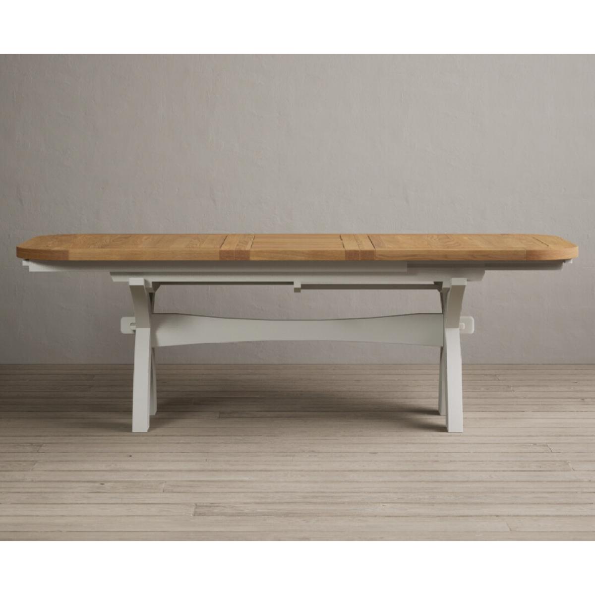 Atlas 180cm Oak and Chalk White Extending Dining Table With 12 Charcoal Grey X Back Chairs – image 25