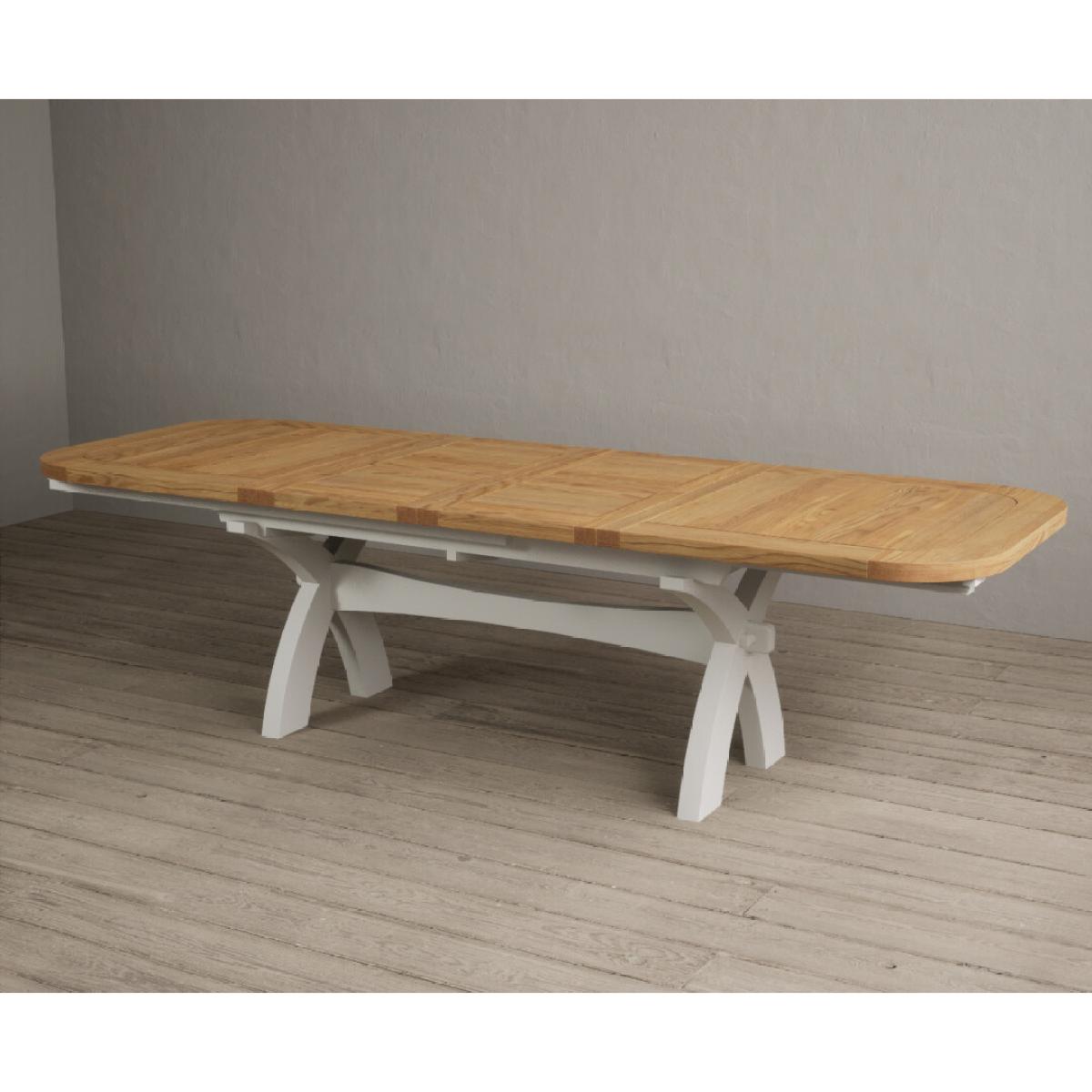 Atlas 180cm Oak and Chalk White Extending Dining Table With 12 Charcoal Grey X Back Chairs – image 26
