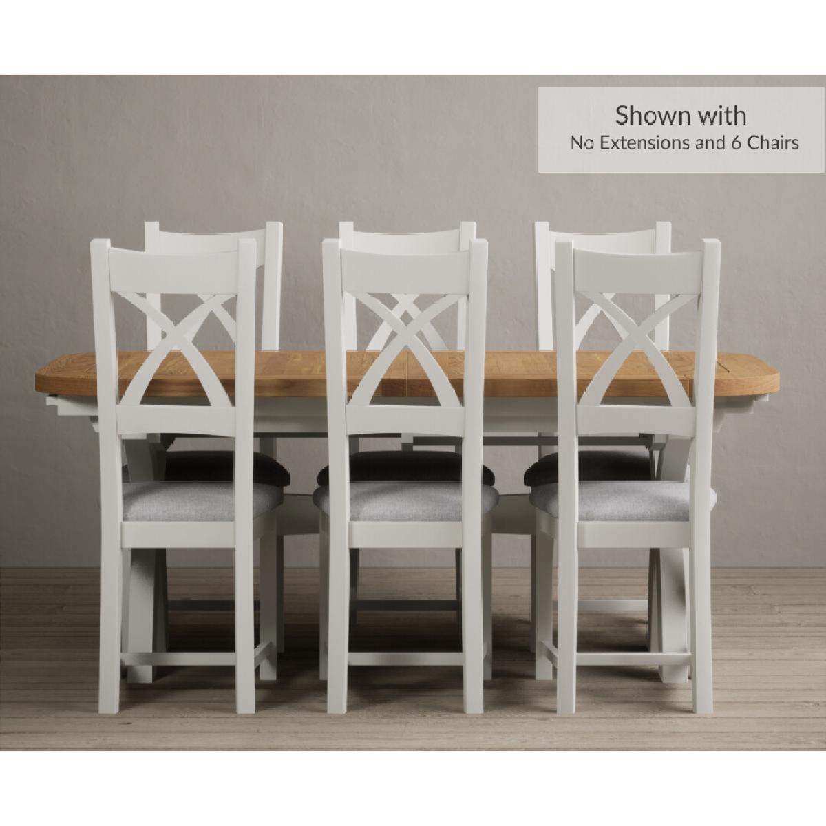 Atlas 180cm Oak and Chalk White Extending Dining Table With 12 Charcoal Grey X Back Chairs – image 9