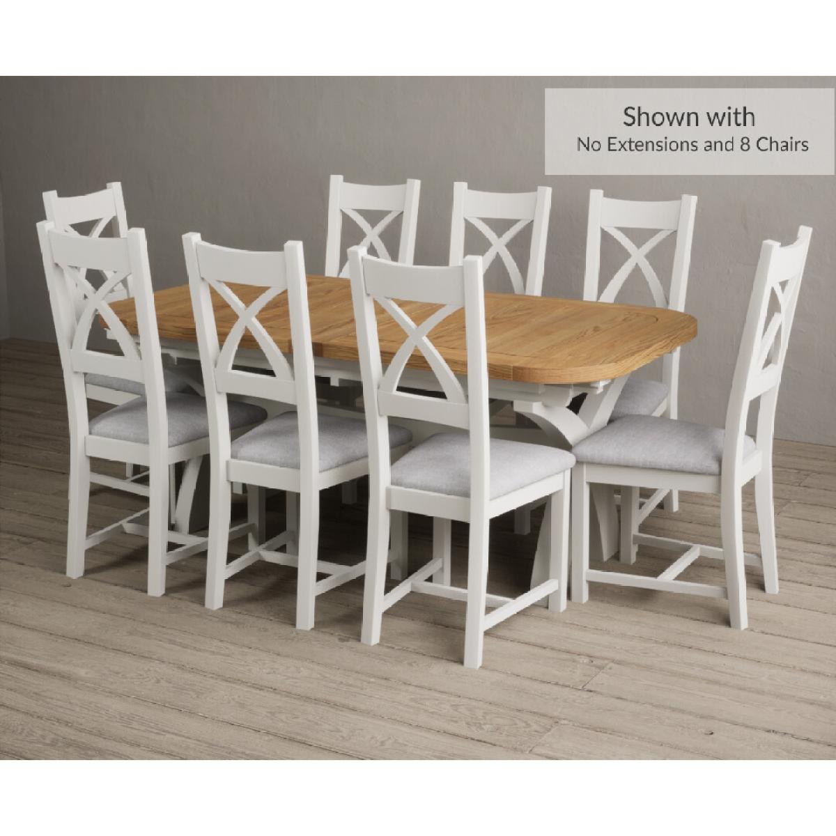 Atlas 180cm Oak and Chalk White Extending Dining Table With 12 Charcoal Grey X Back Chairs – image 10