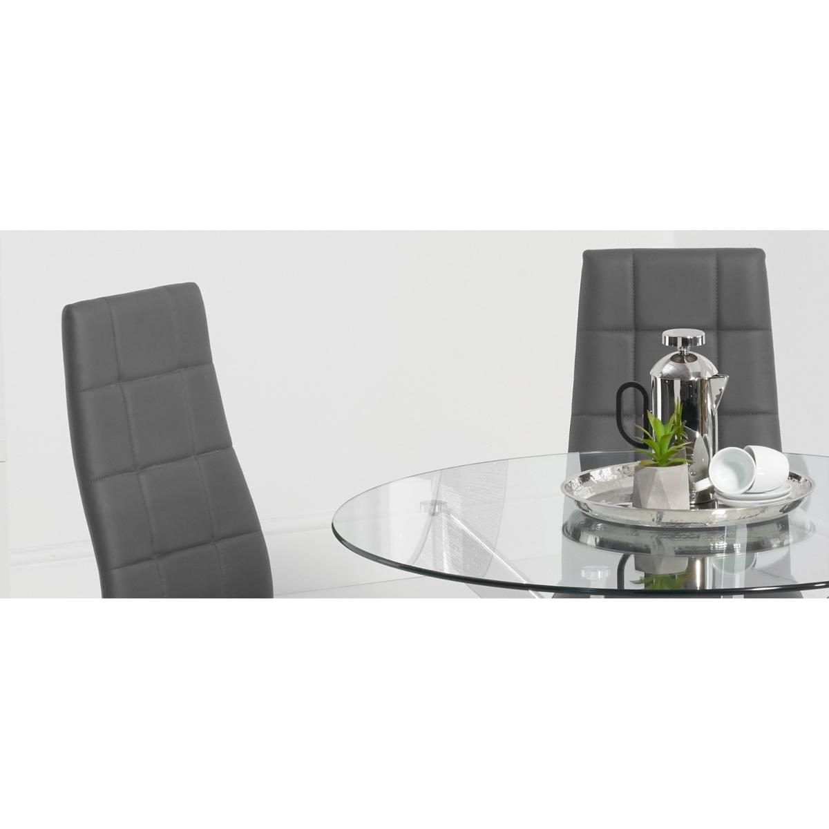 Denver 110cm Glass Dining Table With 6 Grey Catalina Chairs – image 8