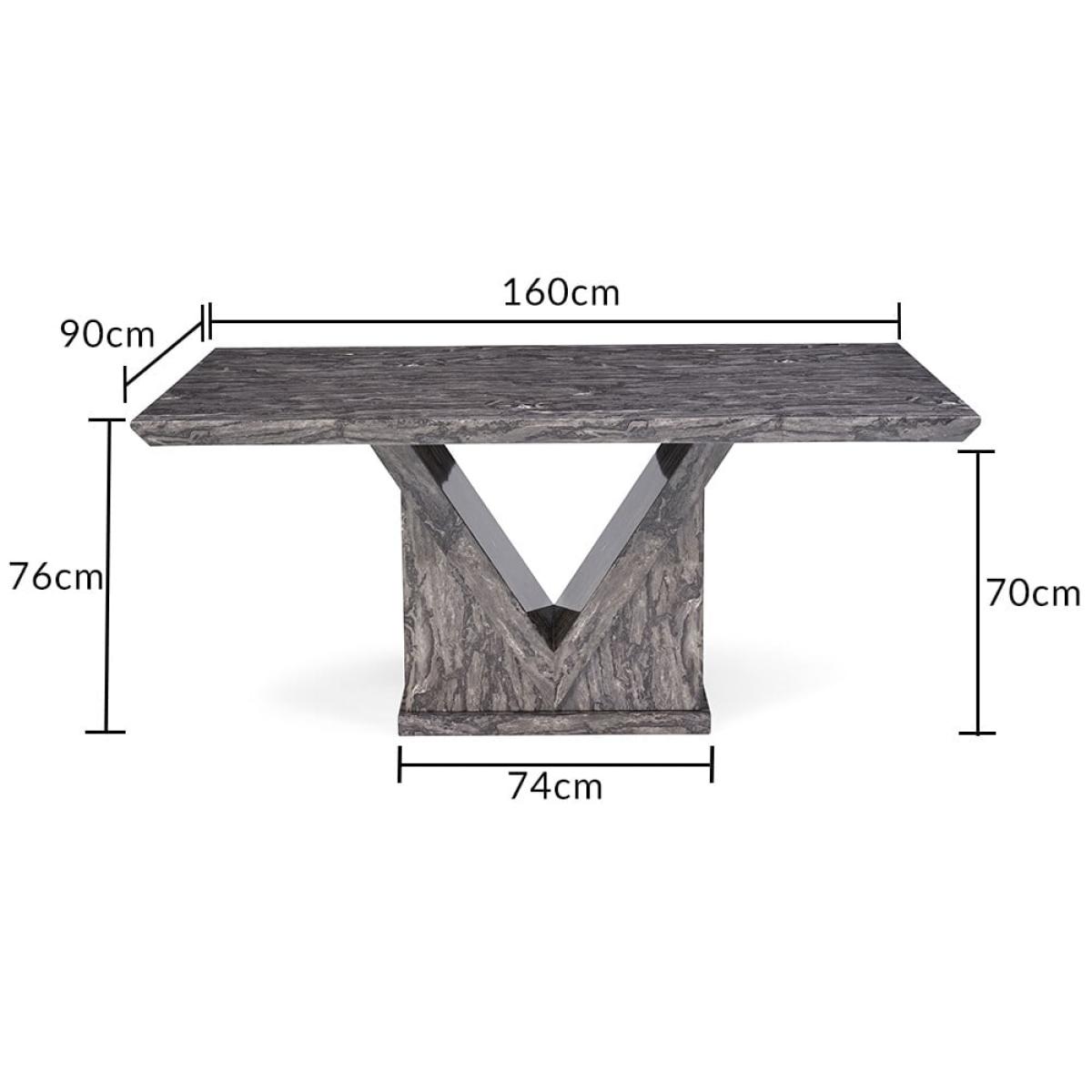 Mocha 160cm Grey Marble Dining Table – image 13