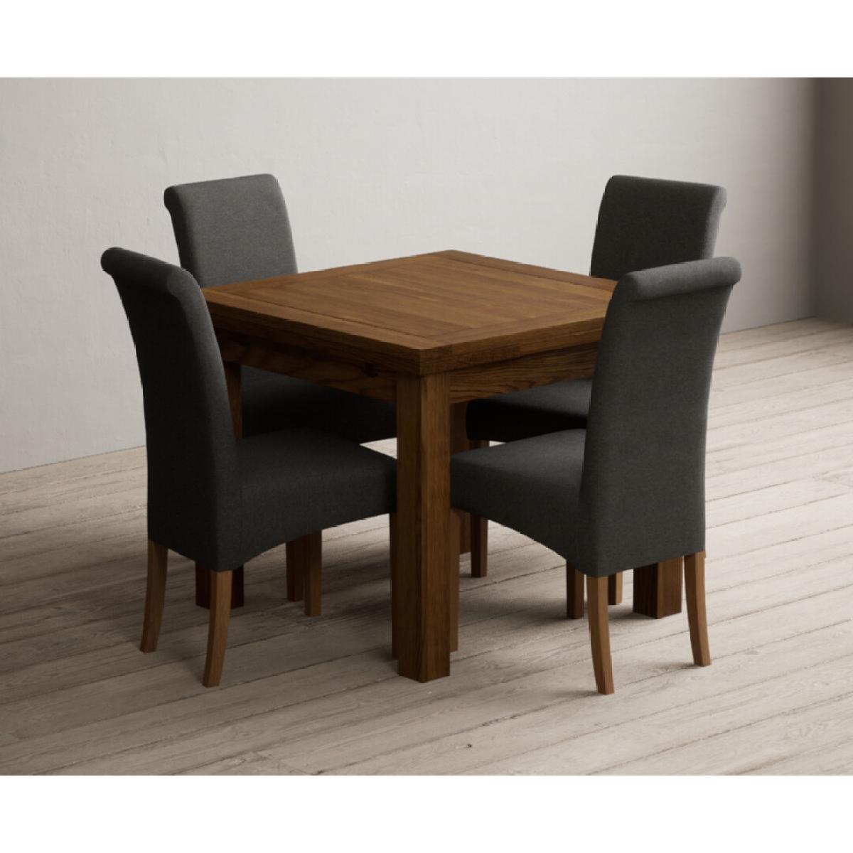Extending Buxton 90cm Rustic Solid Oak Dining Table with 4 Natural Scroll Back Chairs – image 15