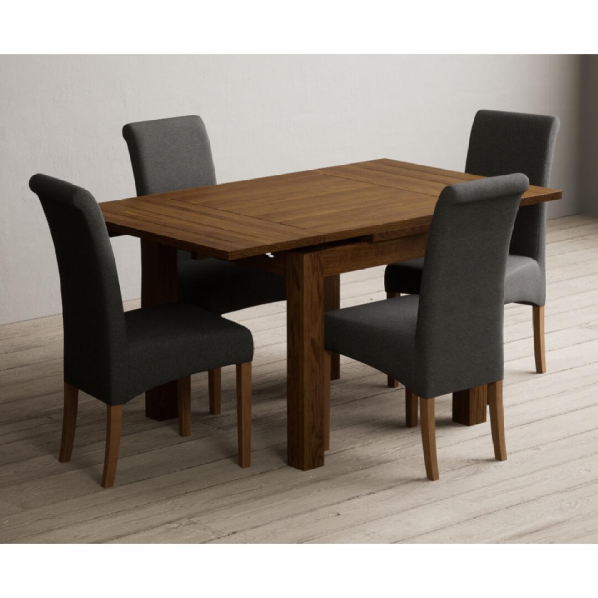 Extending Buxton 90cm Rustic Solid Oak Dining Table with 4 Natural Scroll Back Chairs – image 18