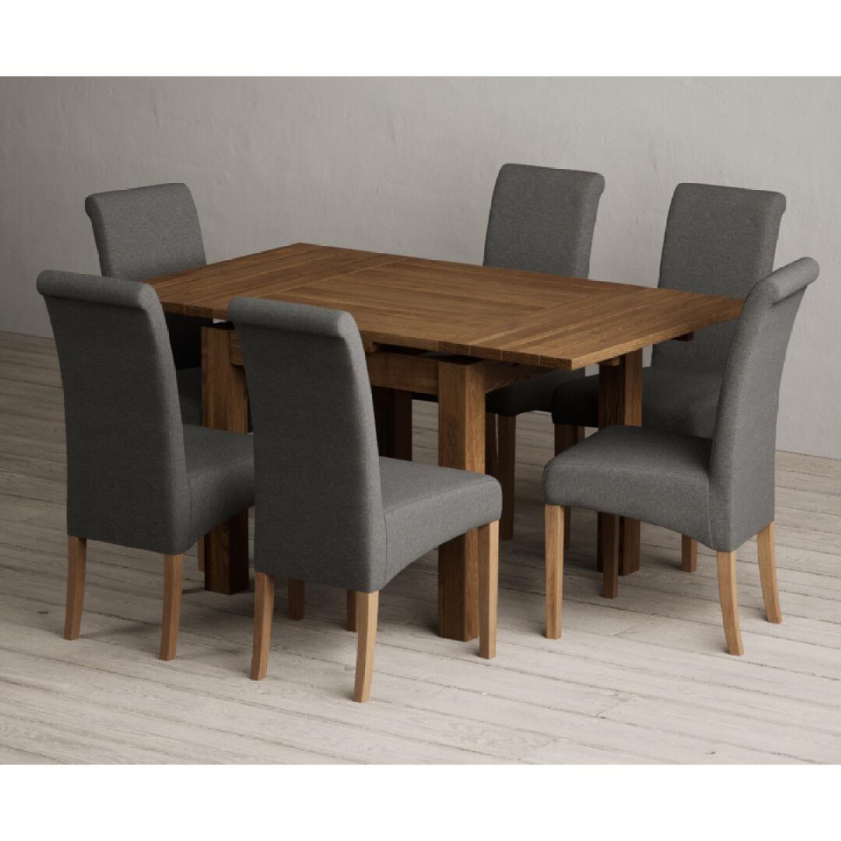 Extending Buxton 90cm Rustic Solid Oak Dining Table with 4 Natural Scroll Back Chairs – image 19