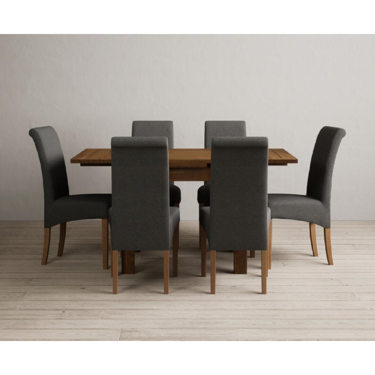Extending Buxton 90cm Rustic Solid Oak Dining Table with 4 Natural Scroll Back Chairs – image 20