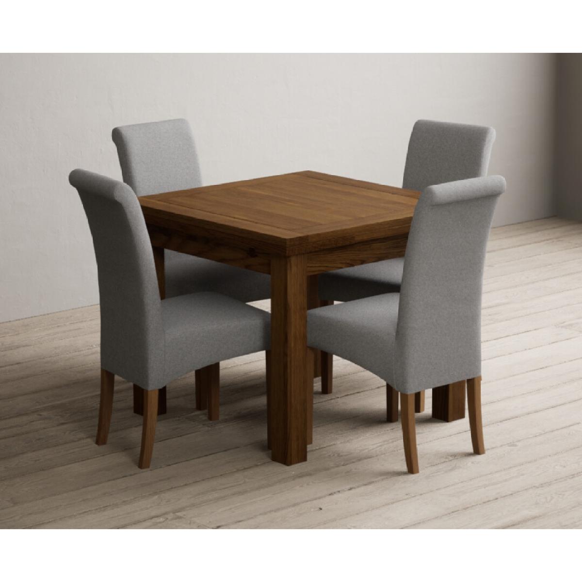 Extending Buxton 90cm Rustic Solid Oak Dining Table with 4 Natural Scroll Back Chairs – image 26