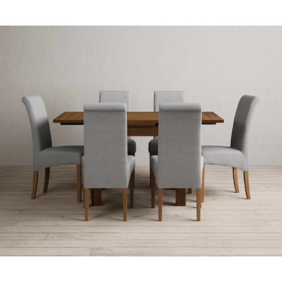 Extending Buxton 90cm Rustic Solid Oak Dining Table with 4 Natural Scroll Back Chairs – image 31