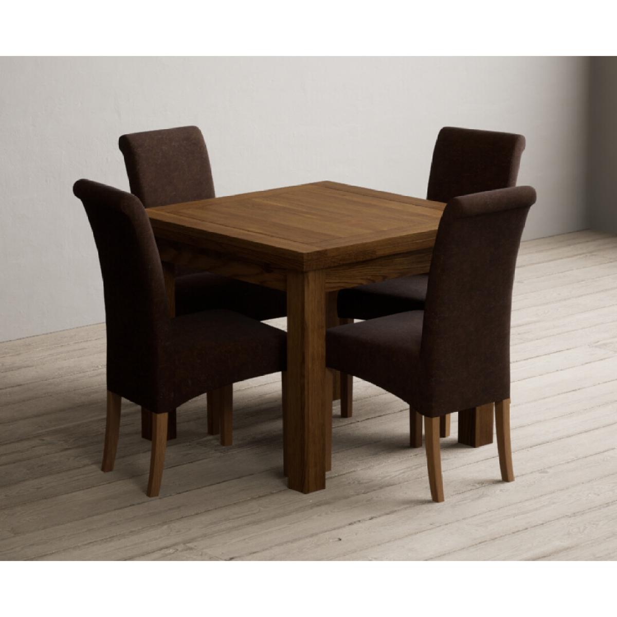 Extending Buxton 90cm Rustic Solid Oak Dining Table with 4 Natural Scroll Back Chairs – image 48