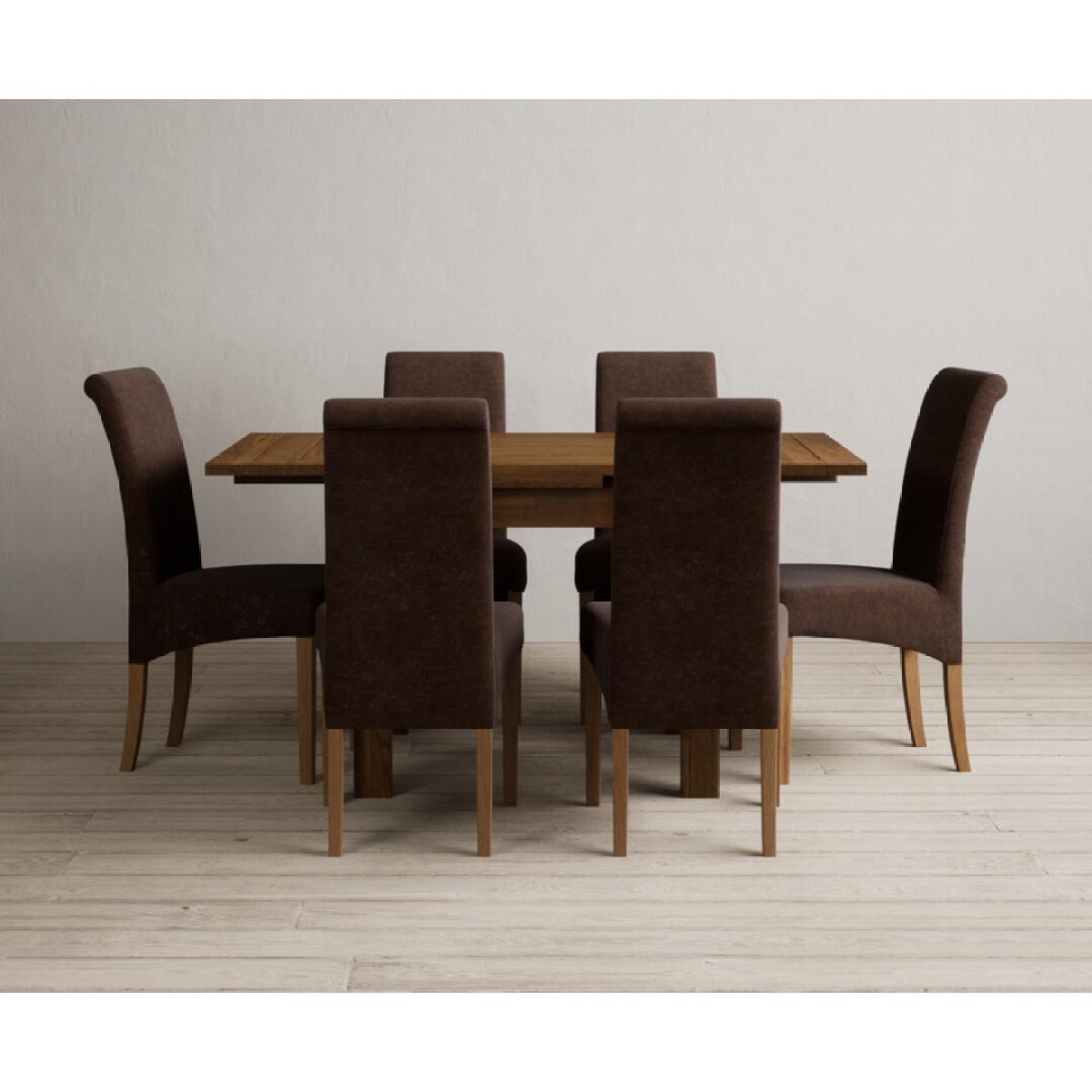 Extending Buxton 90cm Rustic Solid Oak Dining Table with 4 Natural Scroll Back Chairs – image 53