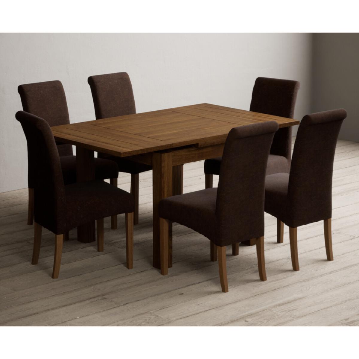 Extending Buxton 90cm Rustic Solid Oak Dining Table with 4 Natural Scroll Back Chairs – image 54