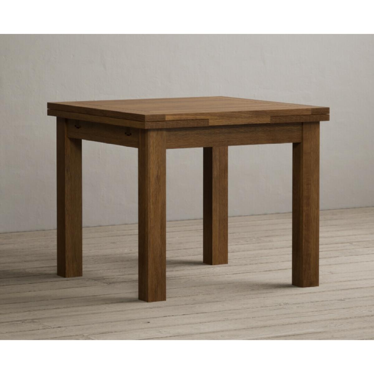 Extending Buxton 90cm Rustic Solid Oak Dining Table with 4 Natural Scroll Back Chairs – image 56