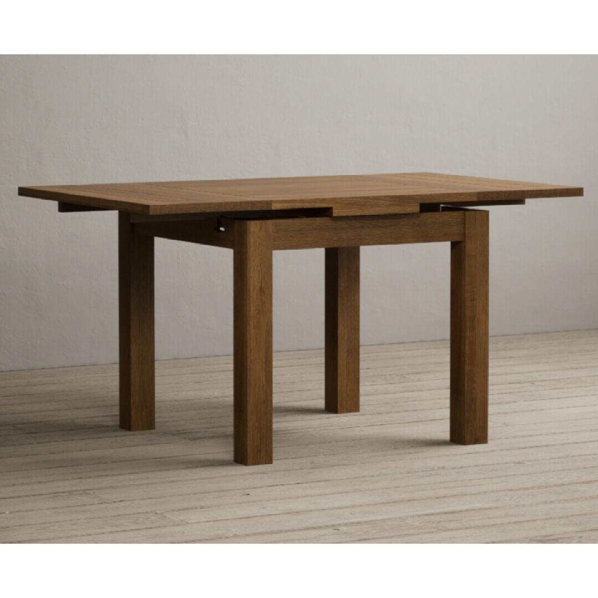 Extending Buxton 90cm Rustic Solid Oak Dining Table with 4 Natural Scroll Back Chairs – image 57
