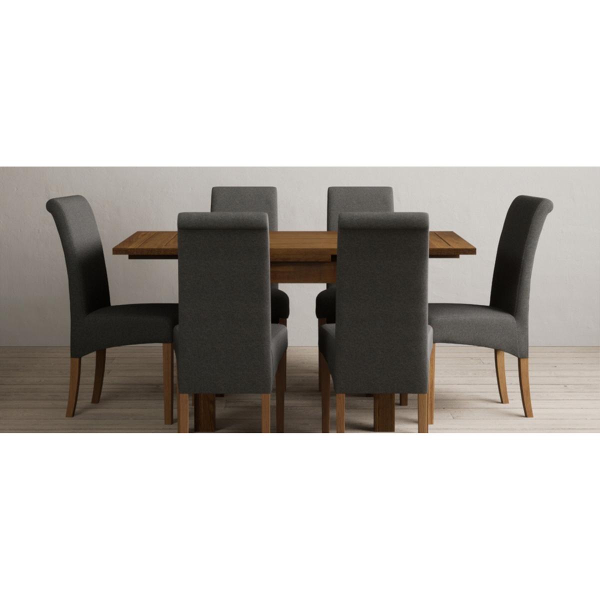 Extending Buxton 90cm Rustic Solid Oak Dining Table with 4 Natural Scroll Back Chairs – image 58