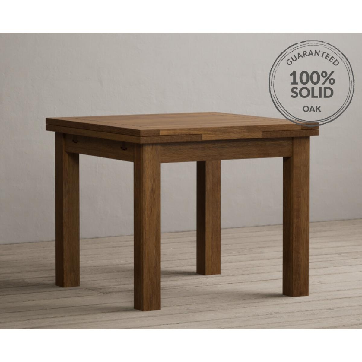 Extending Buxton 90cm Rustic Solid Oak Dining Table with 4 Natural Scroll Back Chairs – image 61