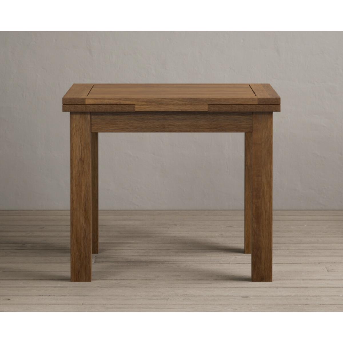 Extending Buxton 90cm Rustic Solid Oak Dining Table with 4 Natural Scroll Back Chairs – image 62