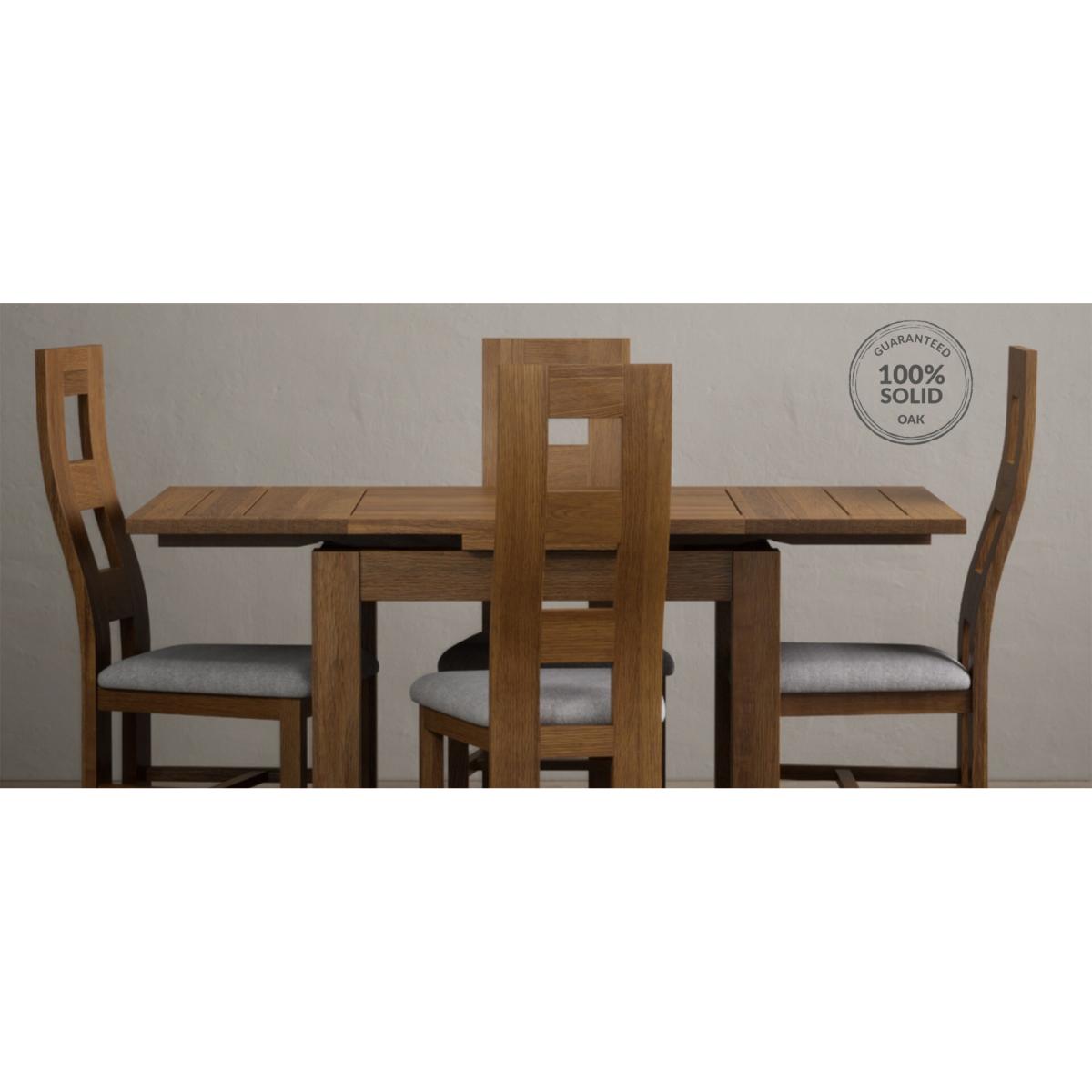 Extending Buxton 90cm Rustic Solid Oak Dining Table with 4 Natural Scroll Back Chairs – image 66