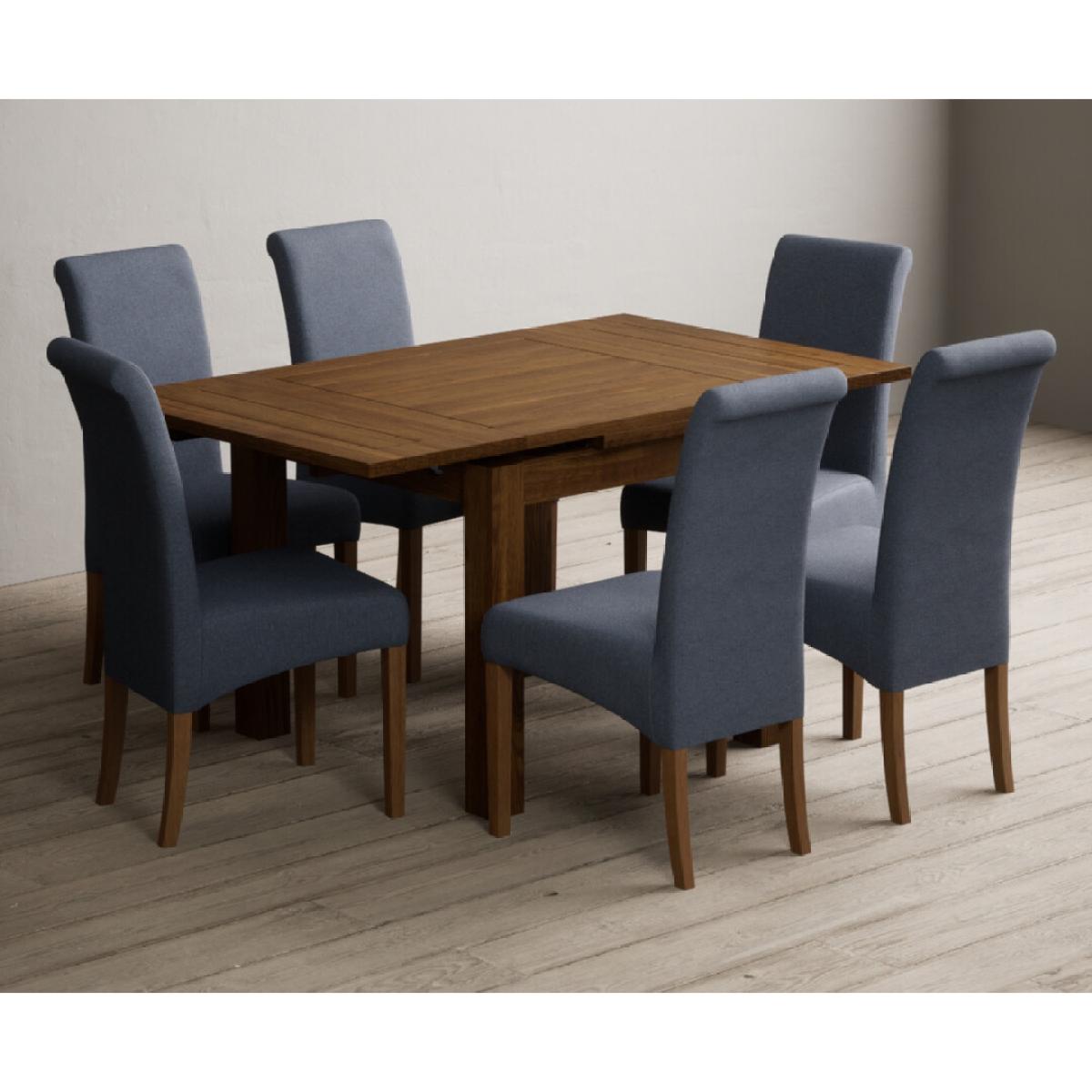 Extending Buxton 90cm Rustic Solid Oak Dining Table with 4 Natural Scroll Back Chairs – image 10
