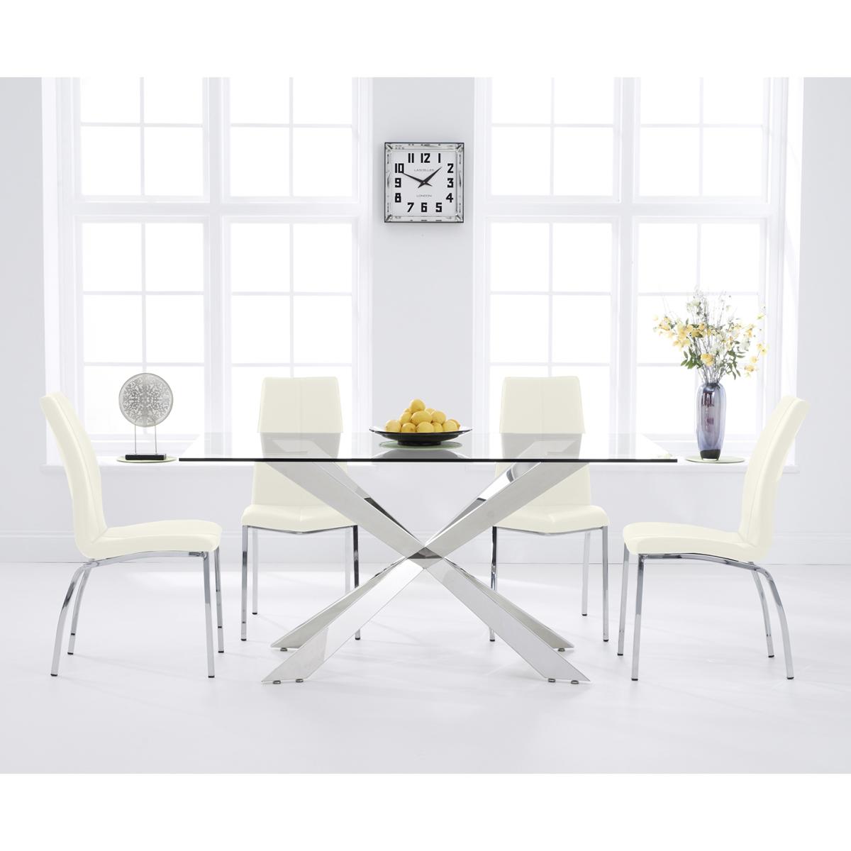 Juniper 160cm Glass Dining Table With 6 Grey Cavello Chairs – image 3