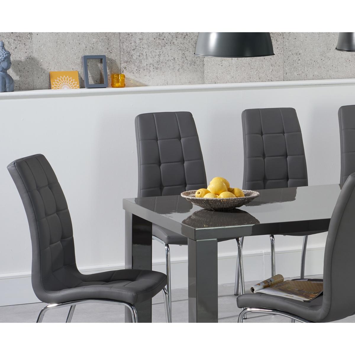 Seattle 160cm Dark Grey High Gloss Dining Table with 8 Red Enzo Chairs – image 2