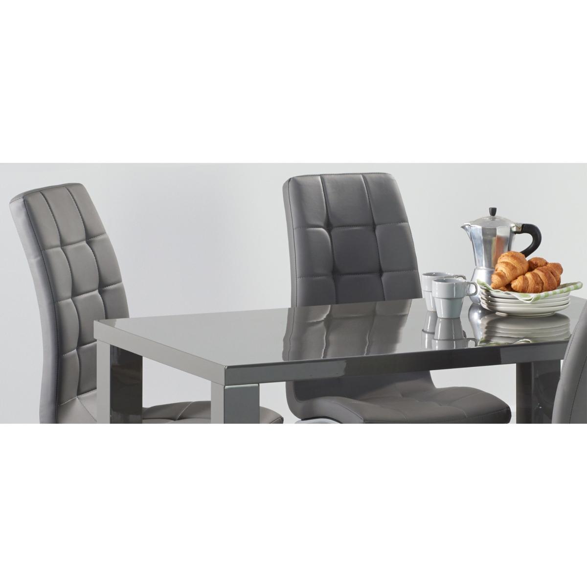 Seattle 160cm Dark Grey High Gloss Dining Table with 8 Red Enzo Chairs – image 6