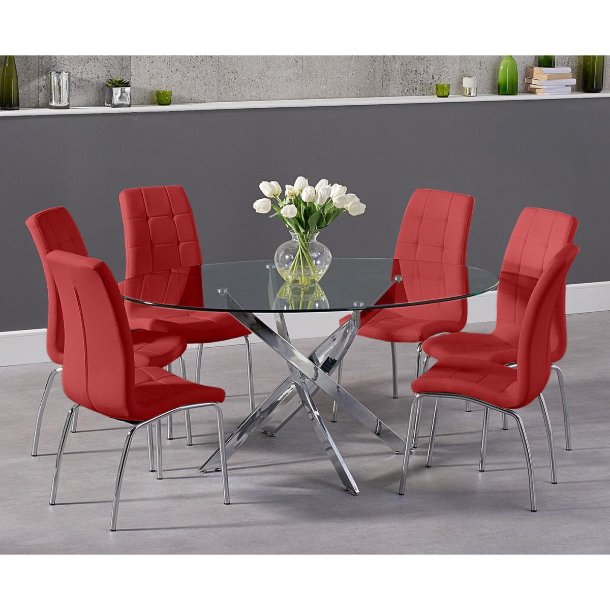 Bernini 165cm Oval Glass Dining Table With 4 Cream Enzo Chairs – image 2