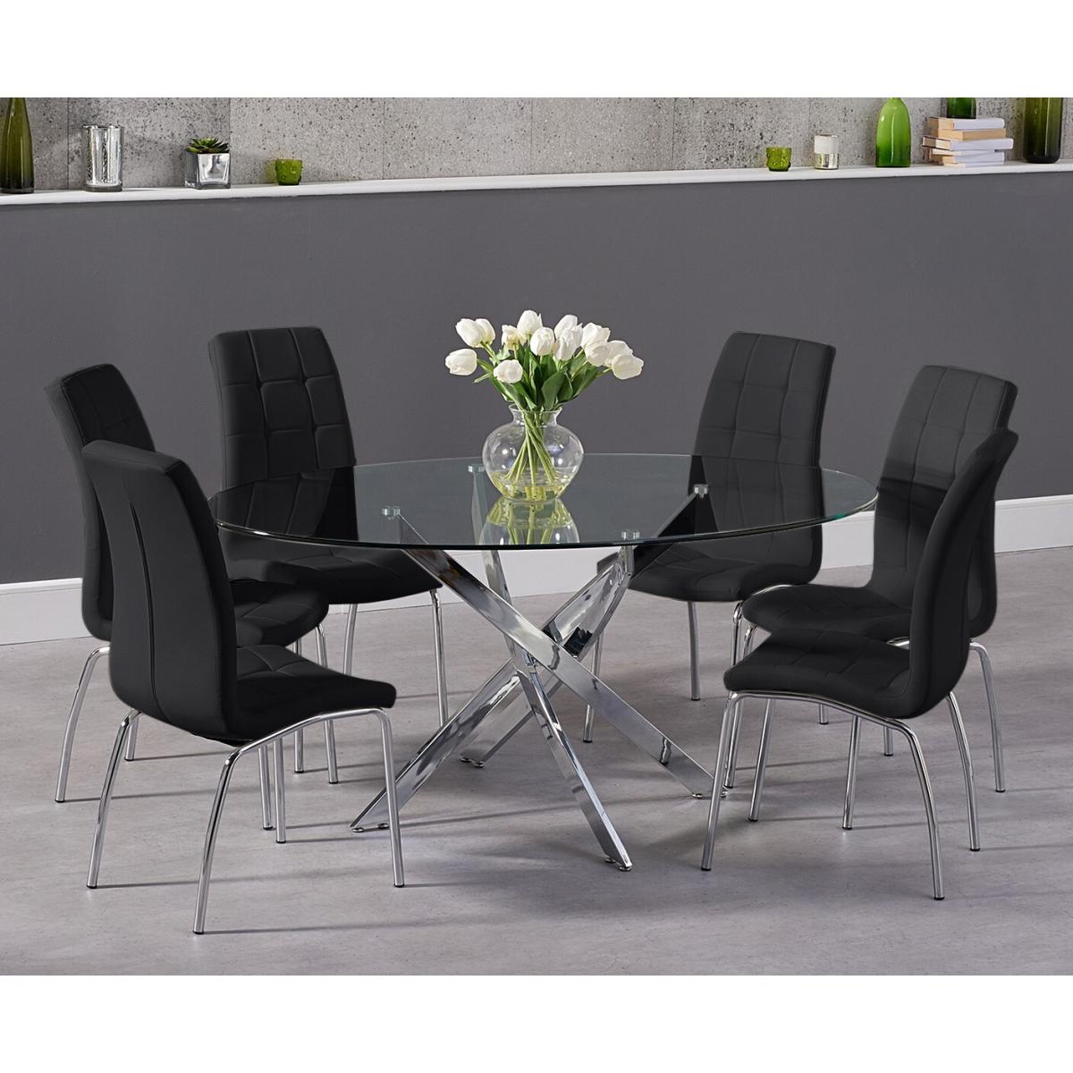Bernini 165cm Oval Glass Dining Table With 4 Cream Enzo Chairs – image 4