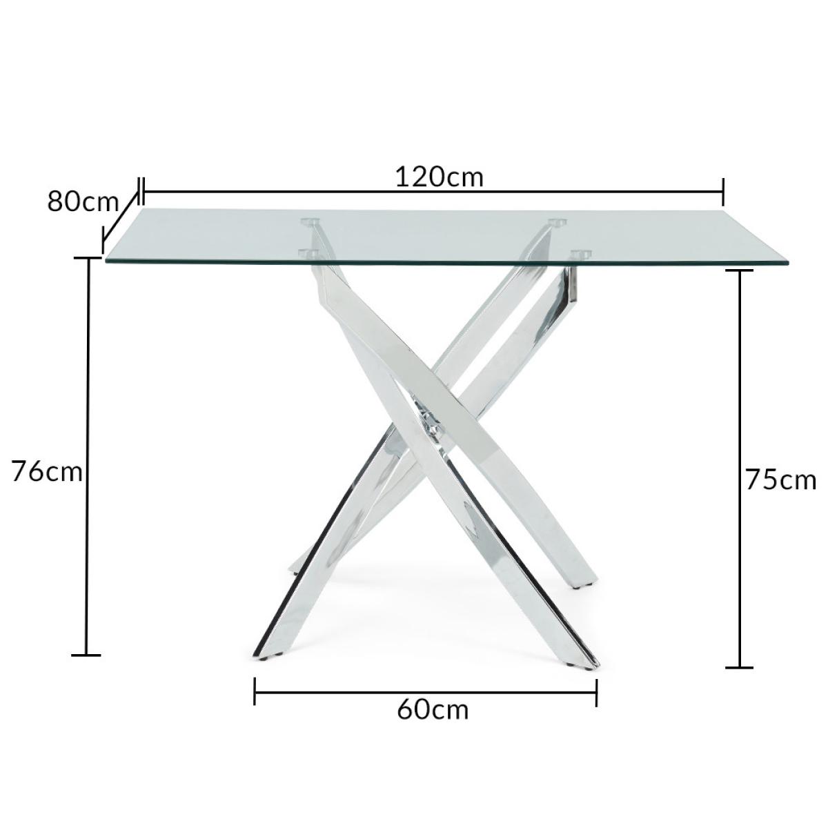 Denver 120cm Rectangular Glass Dining Table With 6 Grey Enzo Velvet Chairs – image 20