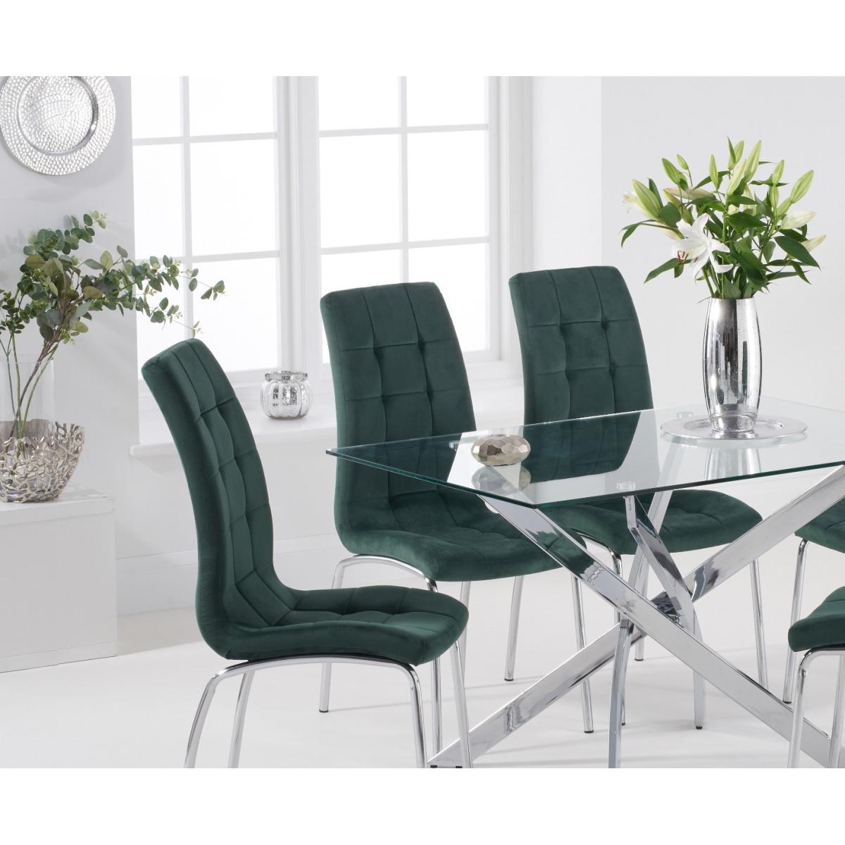 Denver 120cm Rectangular Glass Dining Table With 6 Grey Enzo Velvet Chairs – image 3